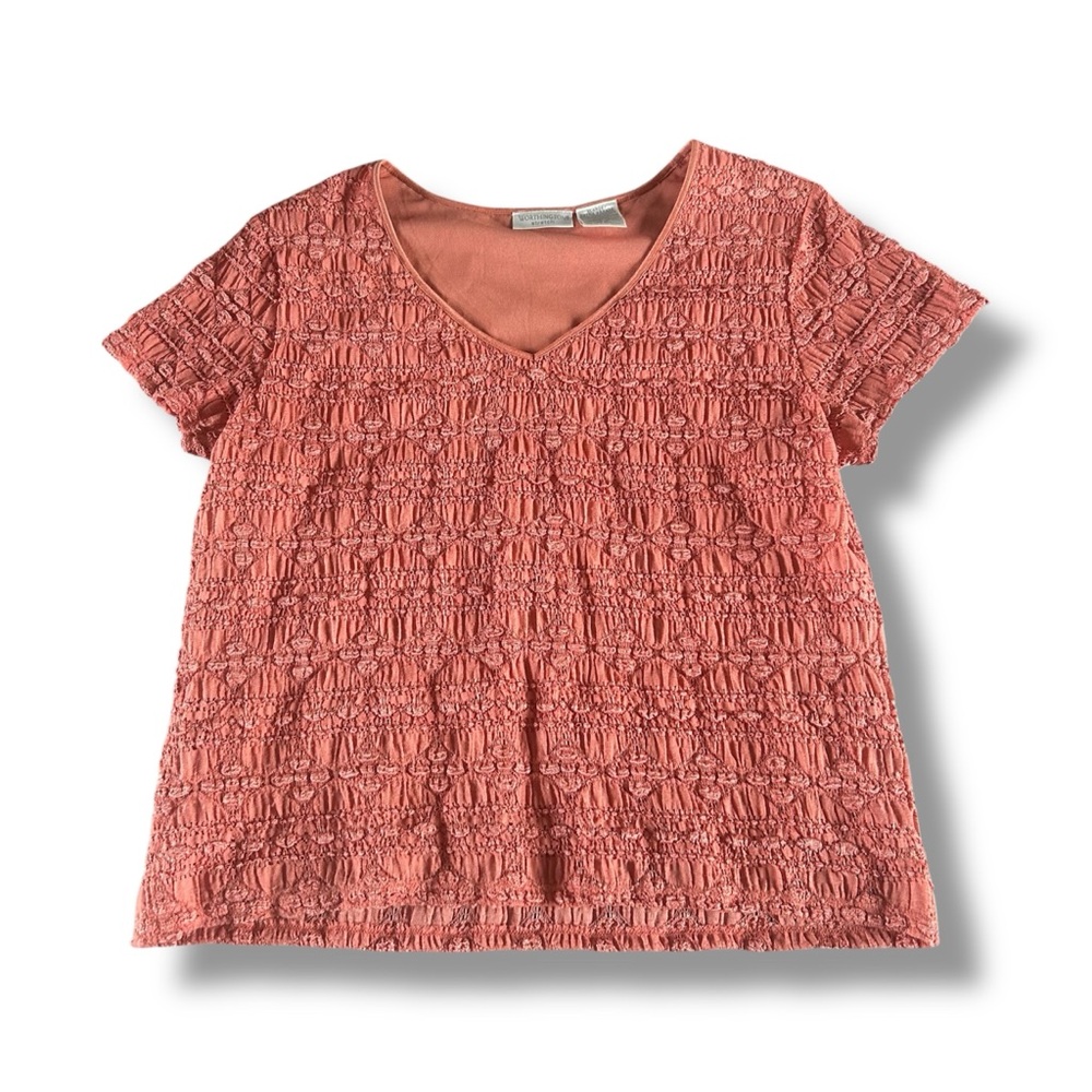 [Worthington] BOGO $1 Coral Textured V-neck T-shirt